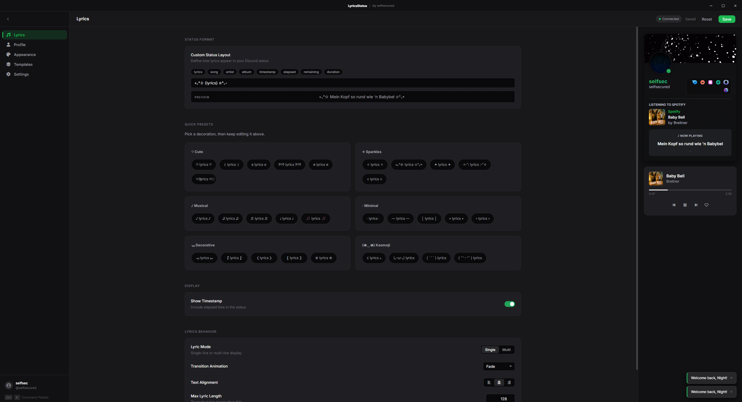 LyricsStatus app preview